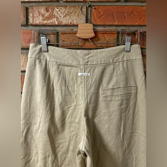 Humility High Rise Wide Leg Pleated Front Khaki Trousers - Picture 5 of 9